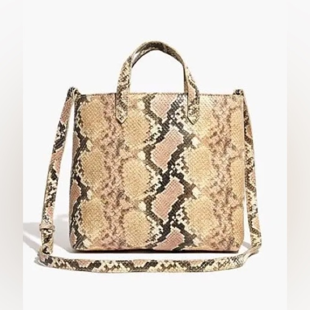 Madewell zip top transport crossbody snake print leather NWT